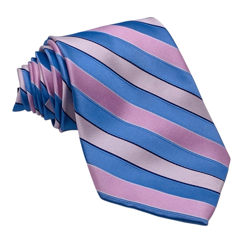 Jones New York 100% Silk Men's Pastel Pinks Blues Striped Neck Tie Designer